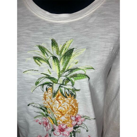 NWT TOMMY BAHAMA ASHBY ISLES EMBROIDERED PINEAPPLE 3/4 SLEEVE SHIRT SIZE SMALL - Picture 5 of 8